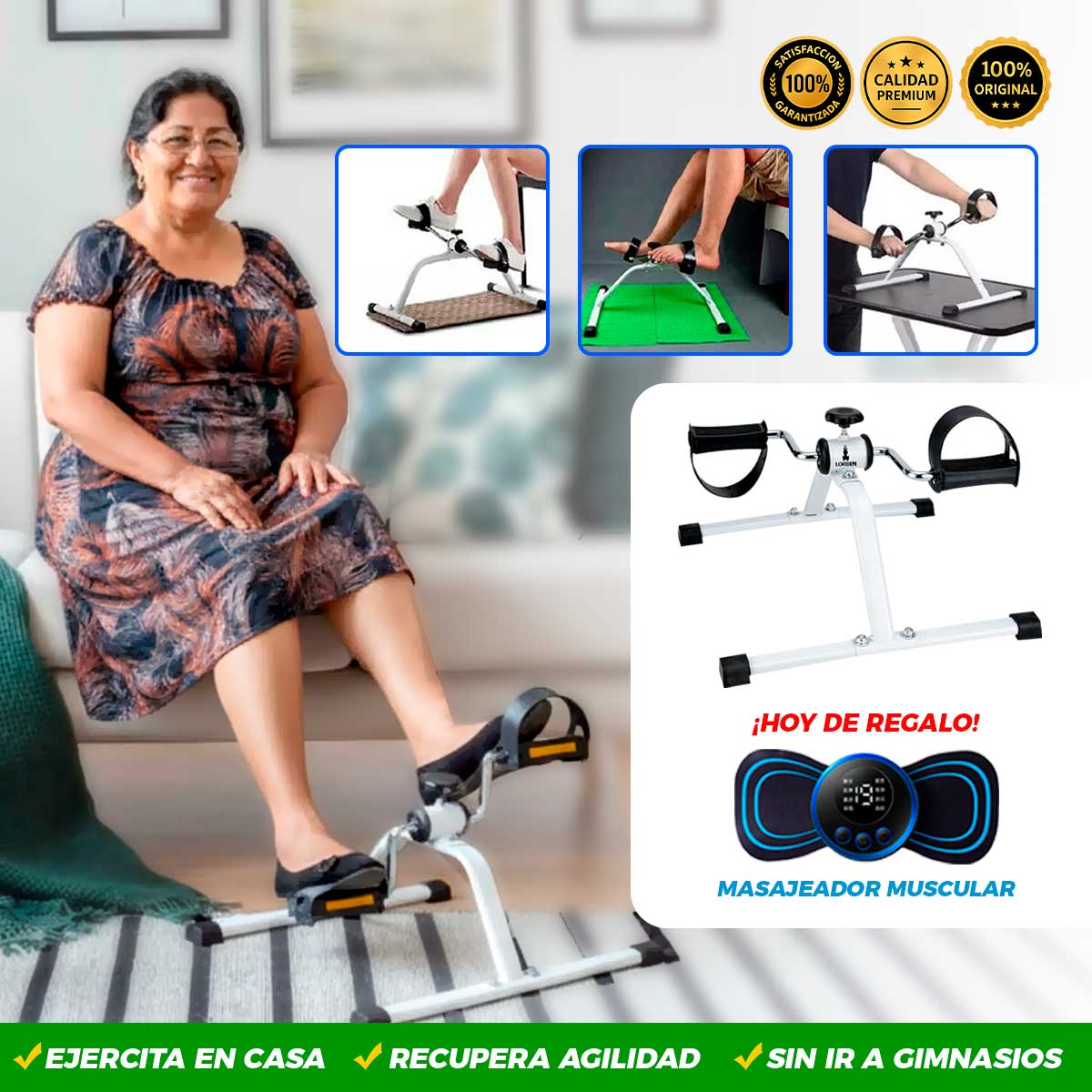 PEDALERA ORTEPEDICA PARA PIERNAS Y BRAZOS | MASAJEADOR MUSCULAR DE REGALO 🎁