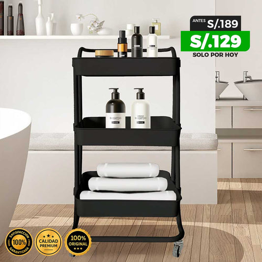 Carrito Organizador de 3 Niveles con Ruedas