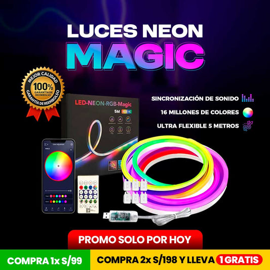 LUCES NEON RGB MAGICO 5MTS- BRILLAN CON RITMO 🎶