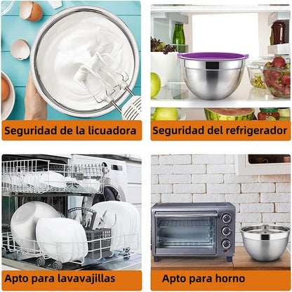 🥗 Set de 7 Bowls de Acero Inoxidable con Tapas Herméticas🎁