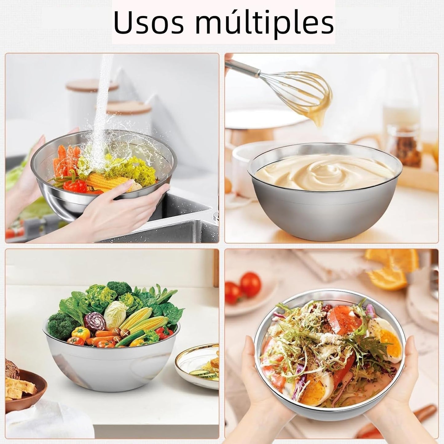 🥗 Set de 7 Bowls de Acero Inoxidable con Tapas Herméticas🎁