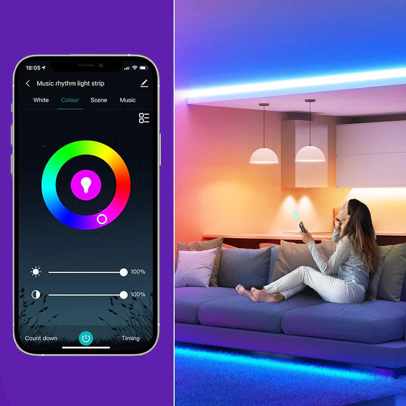 LUCES NEON RGB MAGICO 5MTS- BRILLAN CON RITMO 🎶